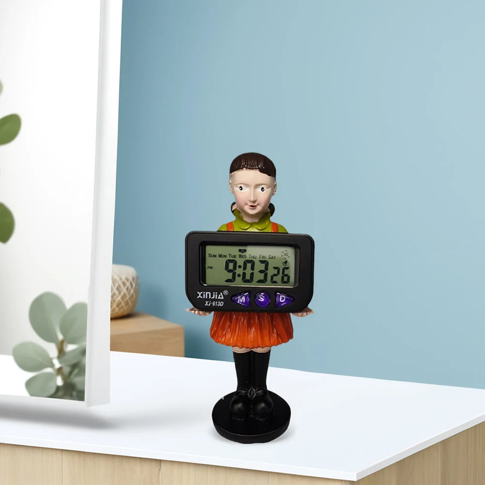 Resin Figure Doll Digital Clock – Cute Desk Clock Ornament for Korean TV Series Fans & Collectible Home Décor