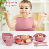 Silicone Baby Feeding Set – 15 Pcs Baby Weaning Essentials with Suction Bowl, Divided Plate, Bib, Cup, Spoons & Teething Toys