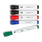 Dry Erase Markers Set of 5 with Built-In Erasers, Low-Odor Chisel Tip for Office & School