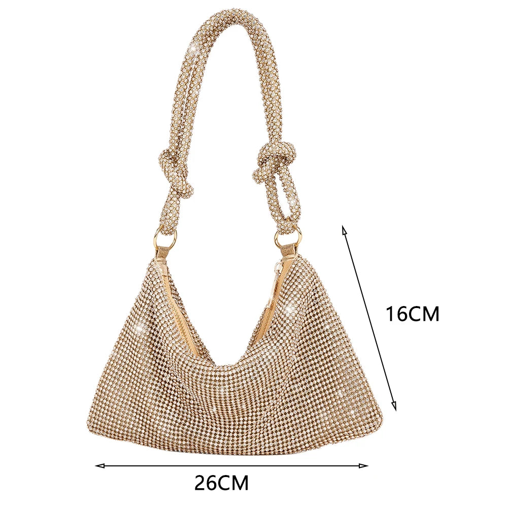 Women’s Full Diamond Evening Bag – Rhinestone-Encrusted Luxury Shoulder Purse, Elegant Clutch Handbag for Weddings & Dinner Parties
