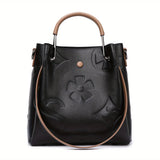 Trendy Women’s 2-Way Printed Letter Bucket Bag – Premium Embossed PU Leather Handbag, Shoulder & Crossbody