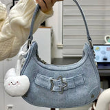 Women’s Vintage Y2K Top-Handle Handbag – Solid Color Purse with Zipper & Star Decor, Cute Tote Gift for Girls