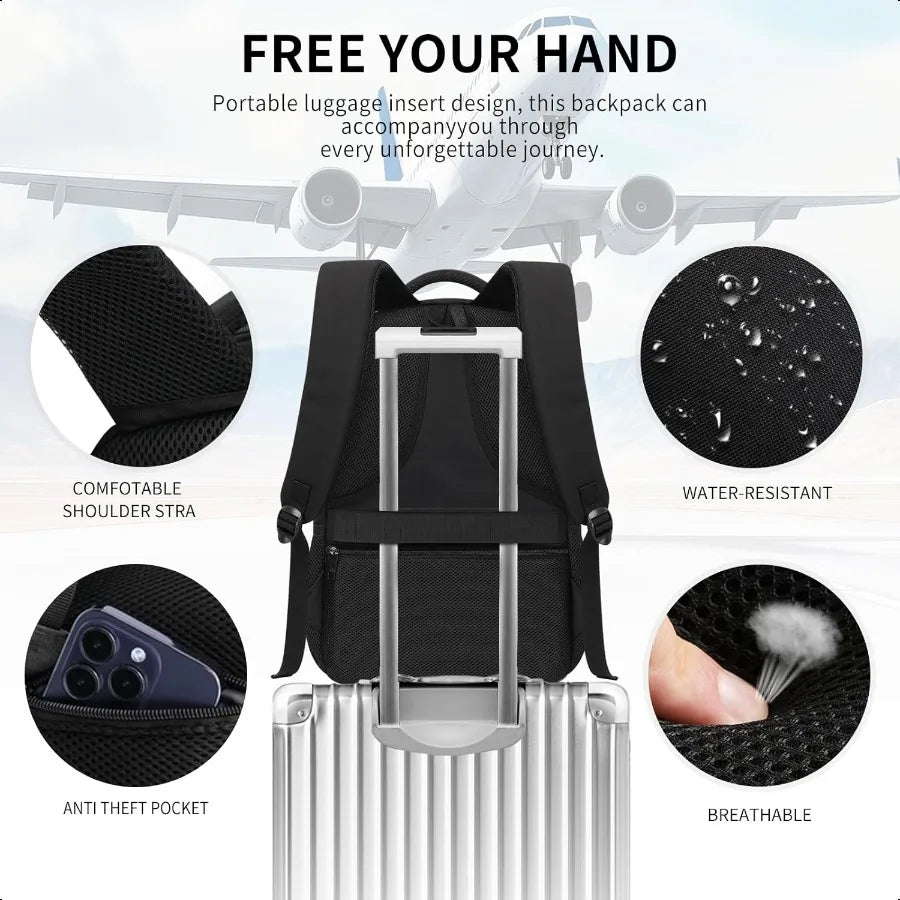 Men’s 15.6" Laptop School Backpack — USB Charging Travel Bag for Boys & Teens