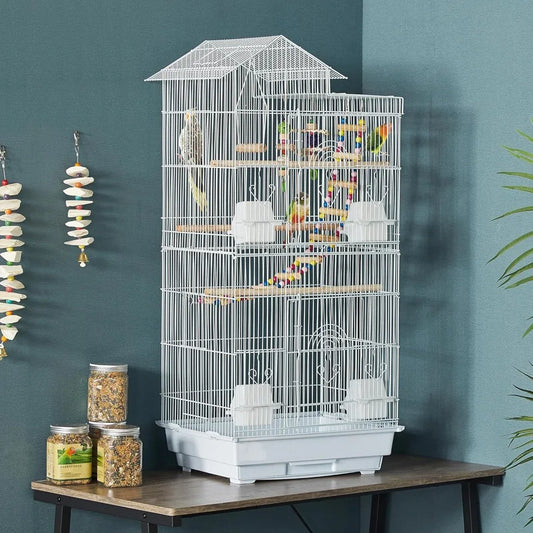 Roof-Top Medium Parakeet Cage – Bird Cage for Cockatiels, Conures, Finches, Budgies, Canaries & Lovebirds