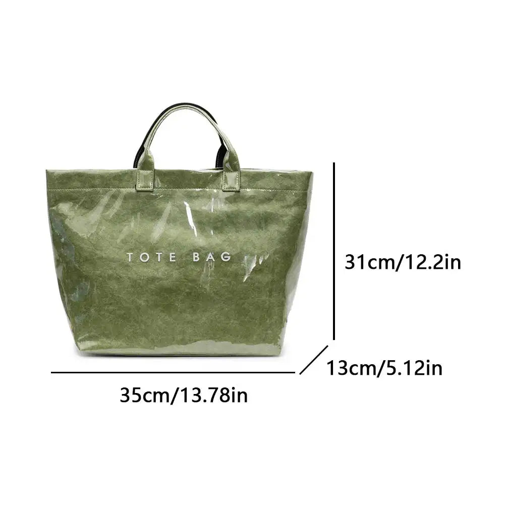 Large-Capacity PVC & PU Leather Tote Bag – Fashion Shoulder Handbag for Work, Shopping & Dates