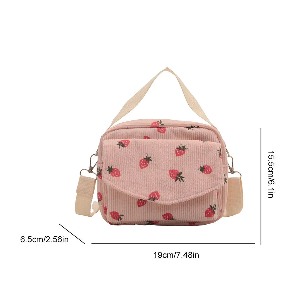 Corduroy Cartoon Shoulder Bag – Adjustable Strap Cute Sling Bag for Shopping, Work, Dates & Parties 👜✨