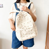 Floral Print Backpack with Pendant for Women & Girls – Large Capacity Student School & Travel Bookbag