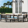 5-Piece Rattan Wicker Outdoor Bistro Set – Conversation Chairs with Footrest & Table