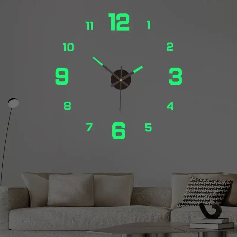 Silent DIY Wall Clock – Creative Night-Light Wall Decoration for Living Room & Bedroom