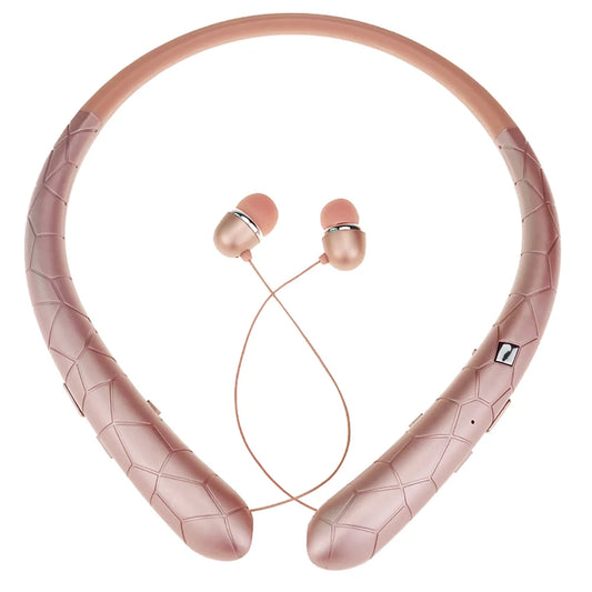 Bluetooth 5.0 Neckband Headset – Noise Cancelling In-Ear Retractable Earbuds with Mic for iPhone, Samsung & LG