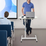 Adjustable Rolling Laptop Desk Stand with Wheels – Mobile Sit-Stand Computer Table