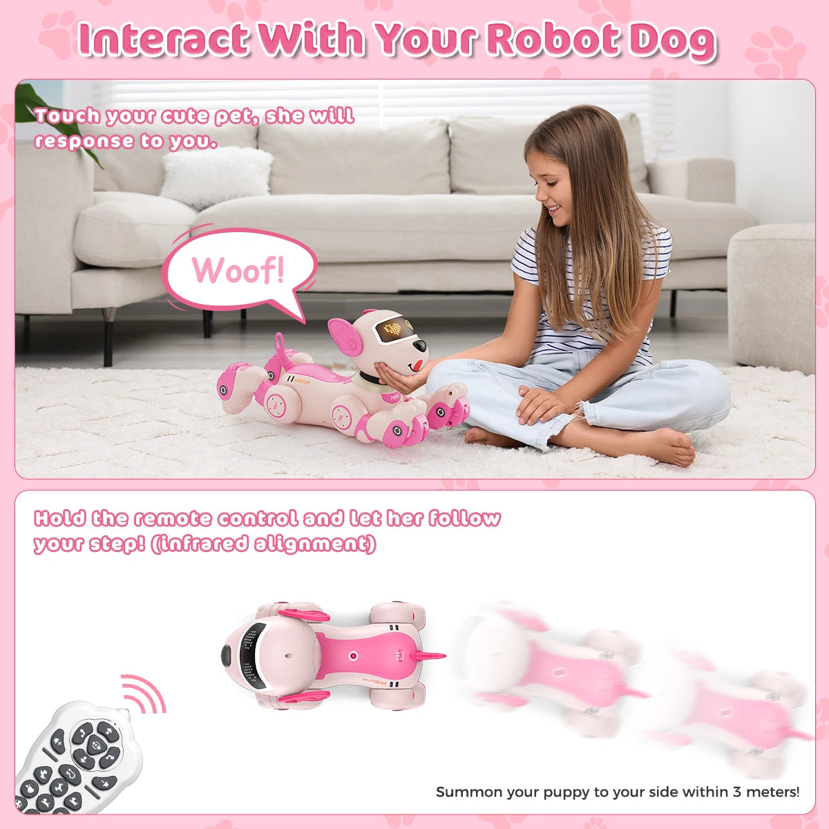VATOS Robot Dog Toy – Interactive Voice & Remote Control Puppy with Touch Sensors, 20+ Modes, Fun Pet Toy for Kids