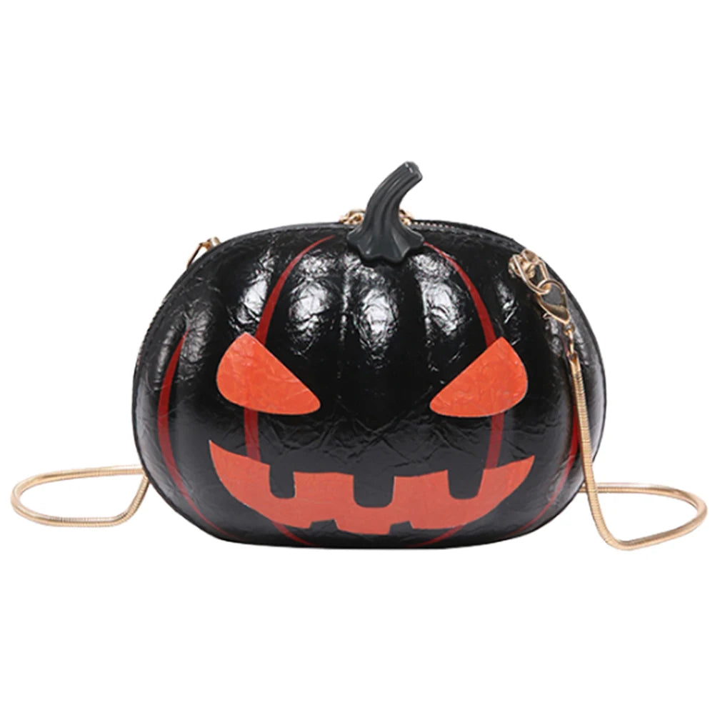 Novelty Pumpkin PU Leather Crossbody Bag – Women’s Halloween Messenger Purse