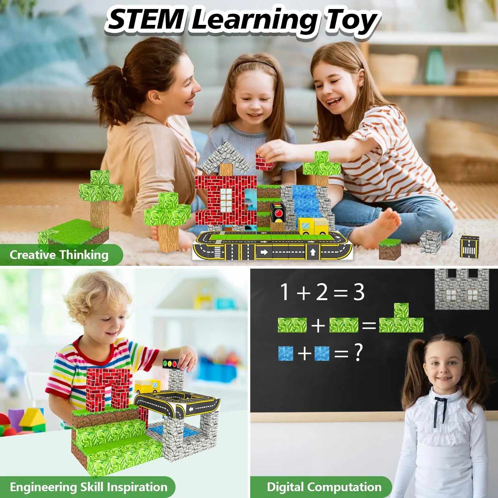 100PCS Magnetic Building Block Toy Set – Creative Construction Kit for Kids, Educational STEM Toys for Boys & Girls (Ages 3+)