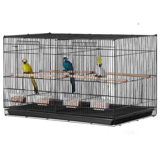 Succebuy 30in Flight Bird Cage – Stackable Divided Travel Cage with Handle & Perch for Small Birds and Pets