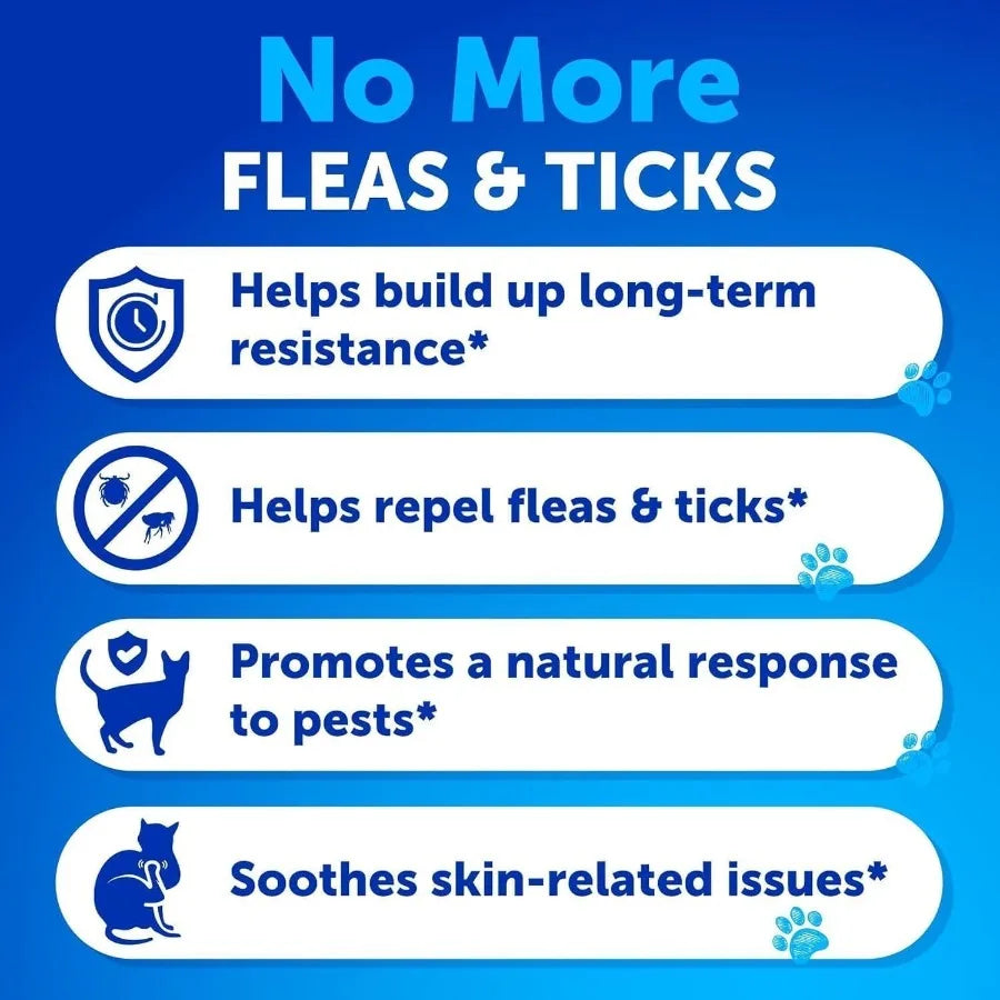 Natural Flea & Tick Prevention for Cats – Chewable Daily Supplement with Vitamins, Oral Pills for Cats & Kittens