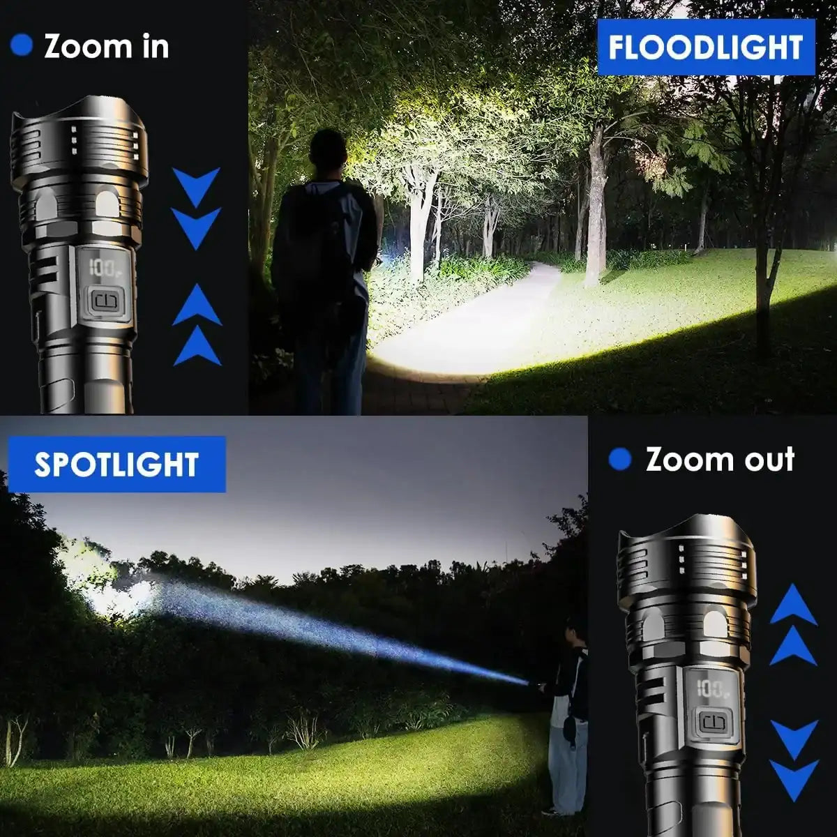 USB-Rechargeable High Power LED Flashlight – Portable Torch for Camping, Hiking, Emergency Survival