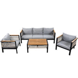 4-Piece Outdoor Sectional Sofa Set – Patio Conversation Set for 5 with Coffee Table