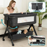 Chicco Next2Me Essential Bedside Crib – 3-in-1 Baby Bassinet, Bedside Sleeper & Crib with Wheels, Storage Basket & Adjustable Height