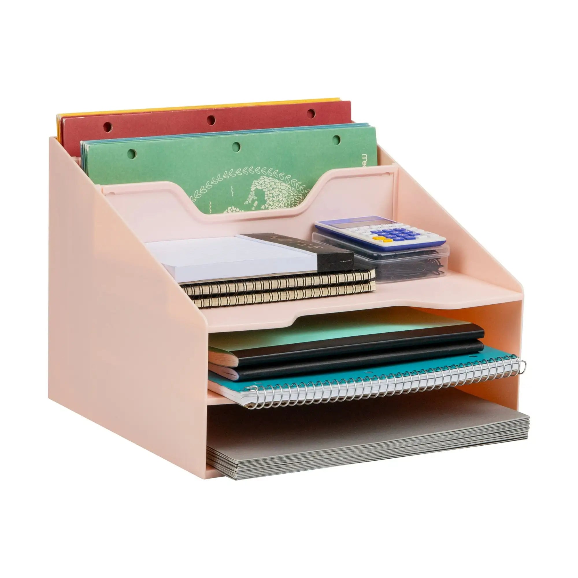 Vertical File & Document Organizer – Plastic Desktop File Holder (Pink)
