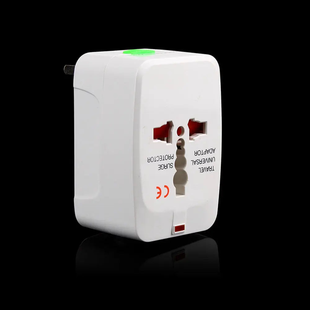 Universal Worldwide Travel Adapter – AU/UK/US/EU Plug Converter with AC Power Socket & Dual USB Charging Ports