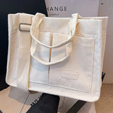 Women’s casual corduroy tote handbag – multi-pocket hobo bag with solid color design, travel shoulder bag for daily & office use