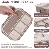 4-Compartment Adult Bento Lunch Box – Silicone & Leak-Proof with Utensils & Mug Cups, Microwave-Safe Lunch Container