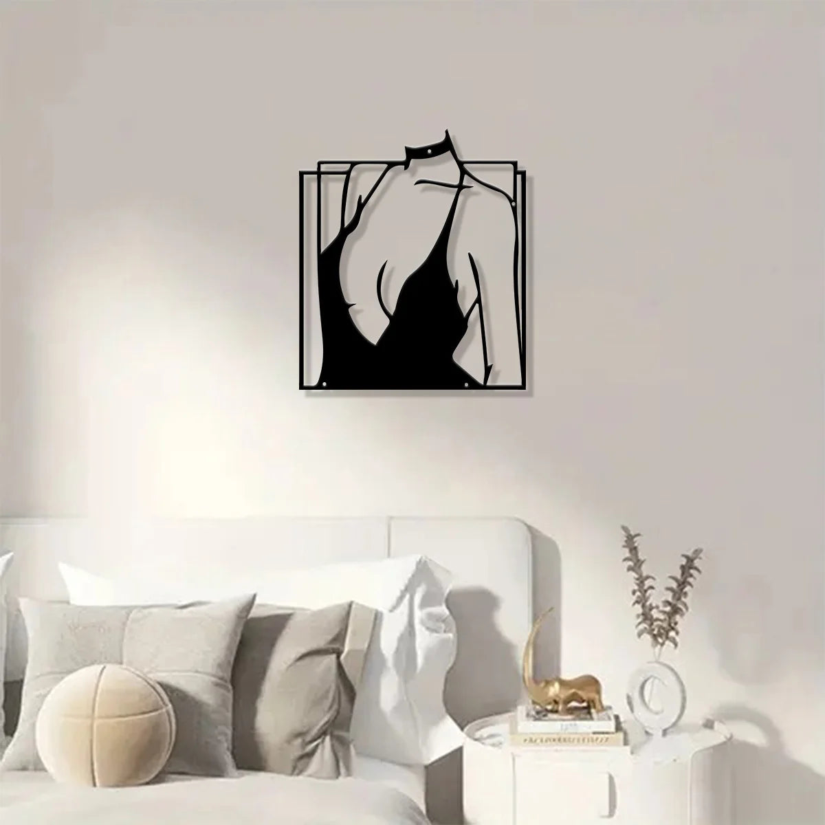 Minimalist Iron Laser-Engraved Wall Art – Modern Metal Line Art for Bathroom, Living Room & Home Décor