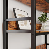 IRONCK Industrial 6-Tier Corner Bookshelf – Metal Frame Bookcases with Baffles & Storage Rack for Living Room