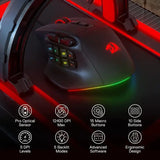 Redragon M811 Aatrox MMO Gaming Mouse – Wired RGB Optical Mouse with 15 Programmable Buttons & Ergonomic Natural Grip Design