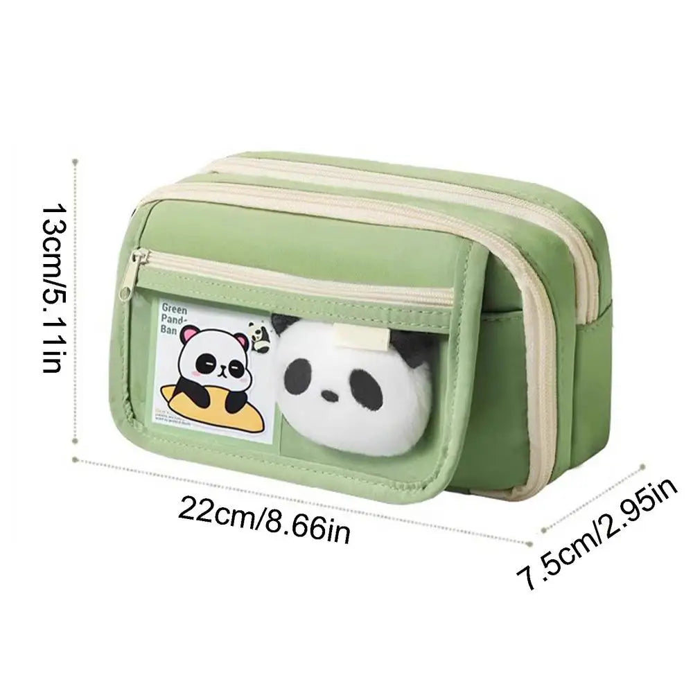 Cute Panda Pencil Case – Large Capacity Transparent Pen Bag, Stationery Storage Pouch for Junior High School Students & Girls