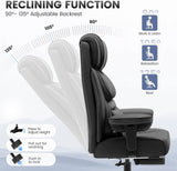 🪑 Big & Tall Reclining PU Leather Office Chair – Ergonomic High-Back with Lumbar Support & Footrest, Black