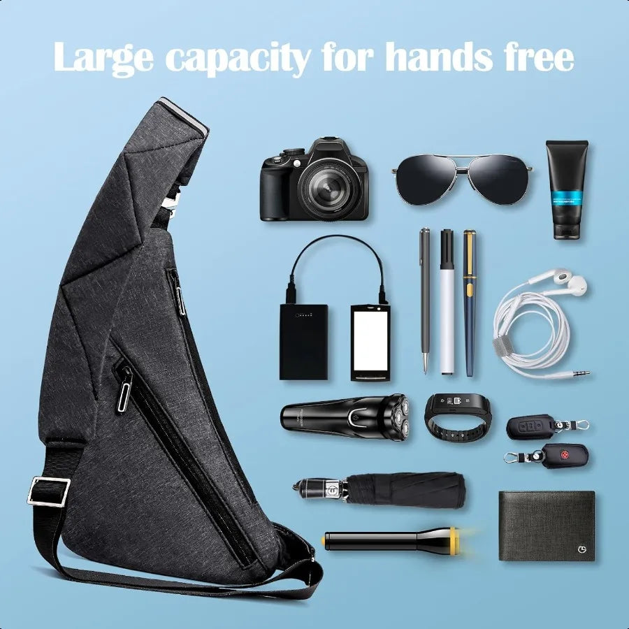 Men’s Anti-Theft Crossbody Sling Bag – Lightweight Casual Shoulder Backpack & Chest Pack for Travel, Cycling & Sports
