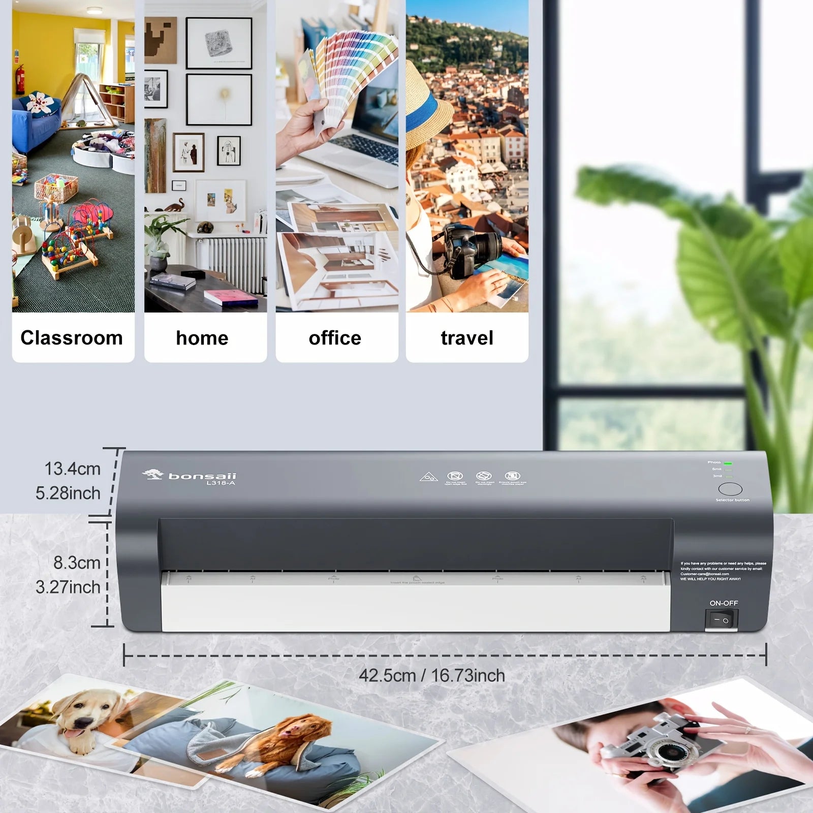 Bonsaii 4-in-1 13″ Laminator – Never-Jam Tech, NTC Temperature Control & 40 Self-Cutting Sheets