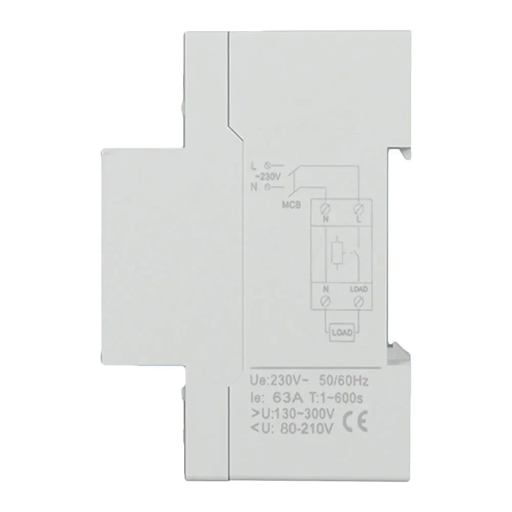 Over/Under Voltage Reclosing Protector – 40A/63A Relay with Overcurrent Protection, Automatic Household Circuit Breaker Accessory