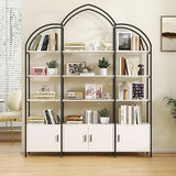 5-Tier L-Shaped Corner Bookcase – White & Gold Modern Display Shelf with Adjustable Feet & Anti-Tip Design