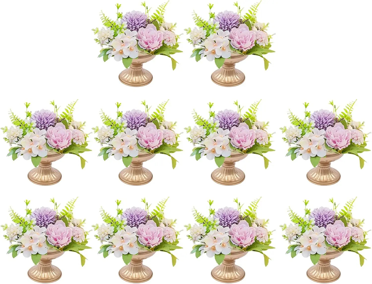 10 Pcs Gold Flower Vases – Elegant Wedding & Event Table Centerpiece Décor for Receptions, Birthdays & Christmas Celebrations