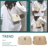 Summer Beach Straw Shell Shoulder Bag – Women’s Woven Messenger Purse for Travel, Vacation & Casual Outings