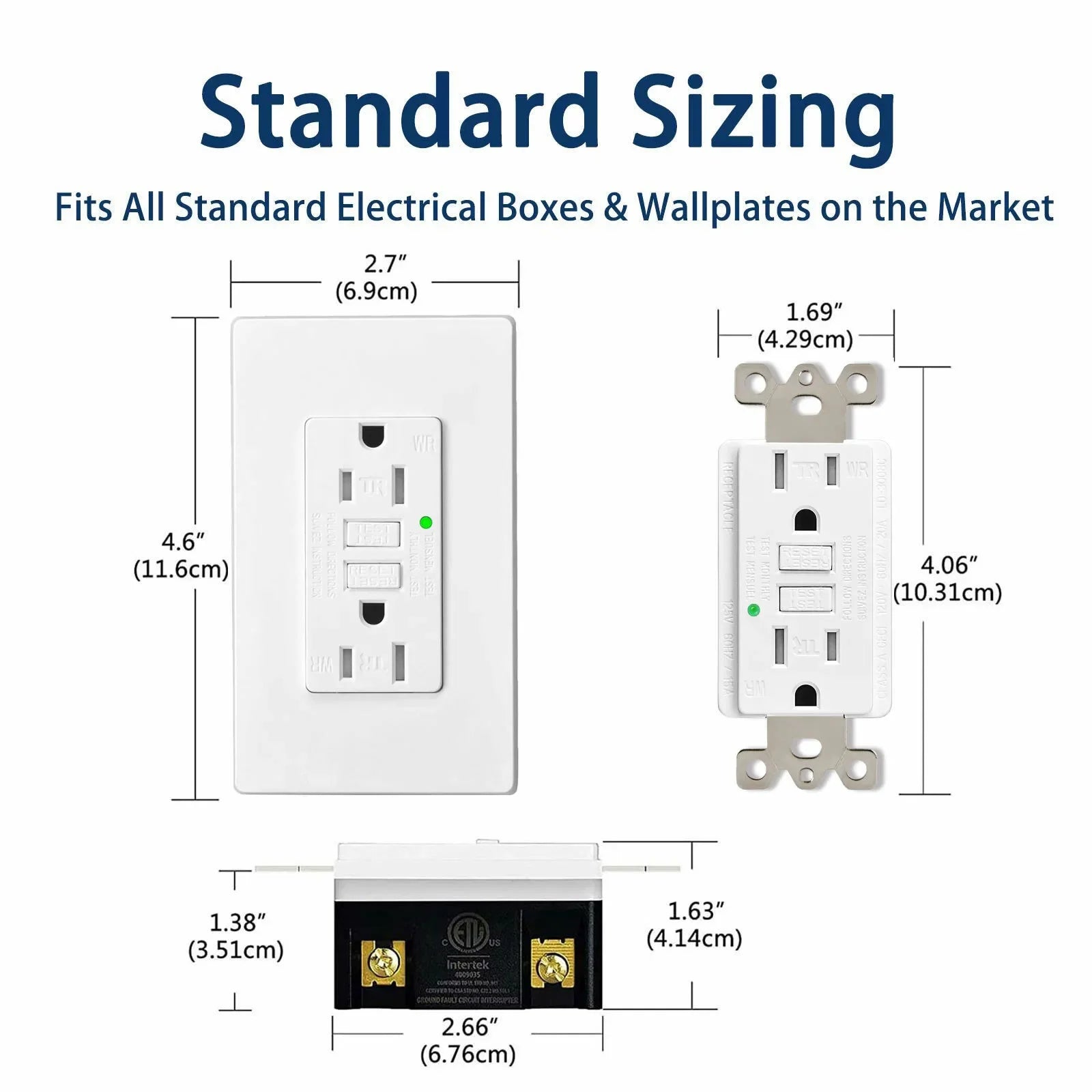 GFCI Outlet 15A – Weather & Tamper Resistant White Wall Socket with LED Indicator, Safe Power Outlet for Kitchen, Bathroom & Outdoor Use