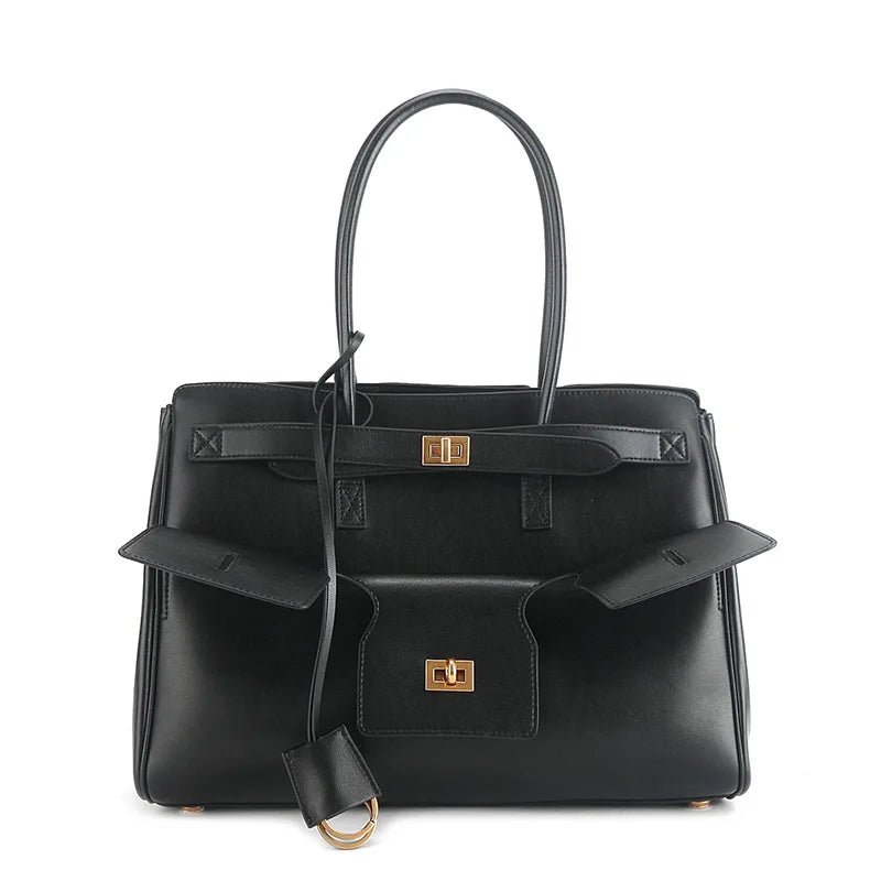 Luxury Genuine Leather Tote Bag for Women – Large Capacity Travel & Designer Shoulder Handbag