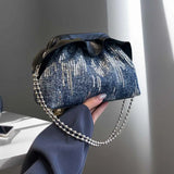 Women’s Denim Crossbody Chain Clutch – Stylish Hobo Purse & Evening Bag for Weddings, Parties & Bridal Fashion