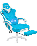 🎮 Ergonomic PU Leather Gaming Chair – Reclining Office Chair with Footrest, Adjustable Lumbar Cushion, Headrest & Massage Function
