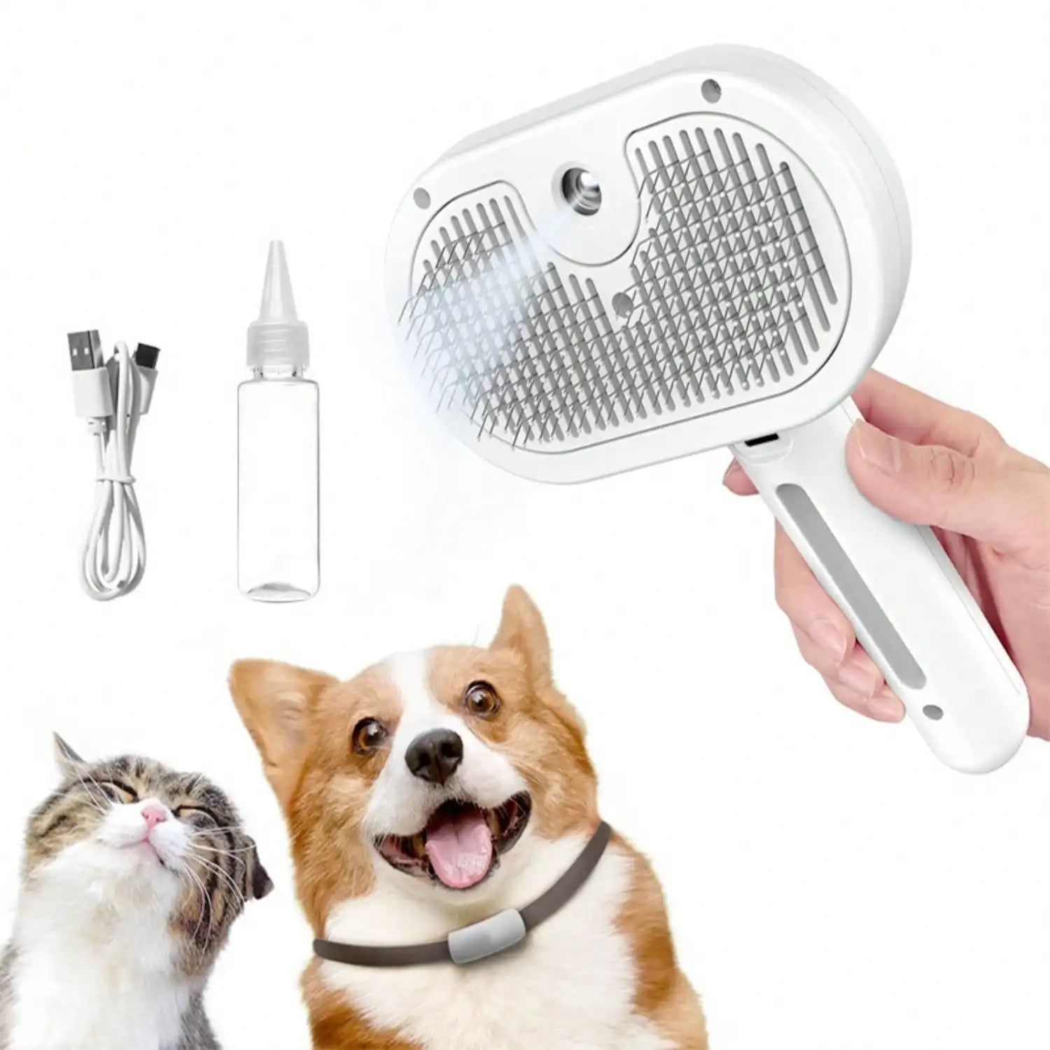 Cat Steam Brush – Pet Hair Removal & Grooming Comb with Spray Function for Cats, Dogs & Small Animals