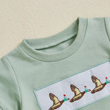 Duck Embroidered Short-Sleeve T-Shirt & Elastic Waist Shorts 2-Piece Set for Toddler Boys (Ages 3-7)