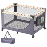 3-in-1 Baby Travel Crib & Play Yard – Folding Playpen with Soft Mattress Pad, Breathable Mesh & Carry Bag
