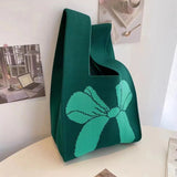 Handmade Knit Mini “Knot” Wrist Bag for Women – Korean Casual Tote & Reusable Shopping Bag