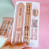 8-in-1 Capybara Stationery Set – Cartoon Animal Pencil, Ruler, Eraser & Sharpener for Kids