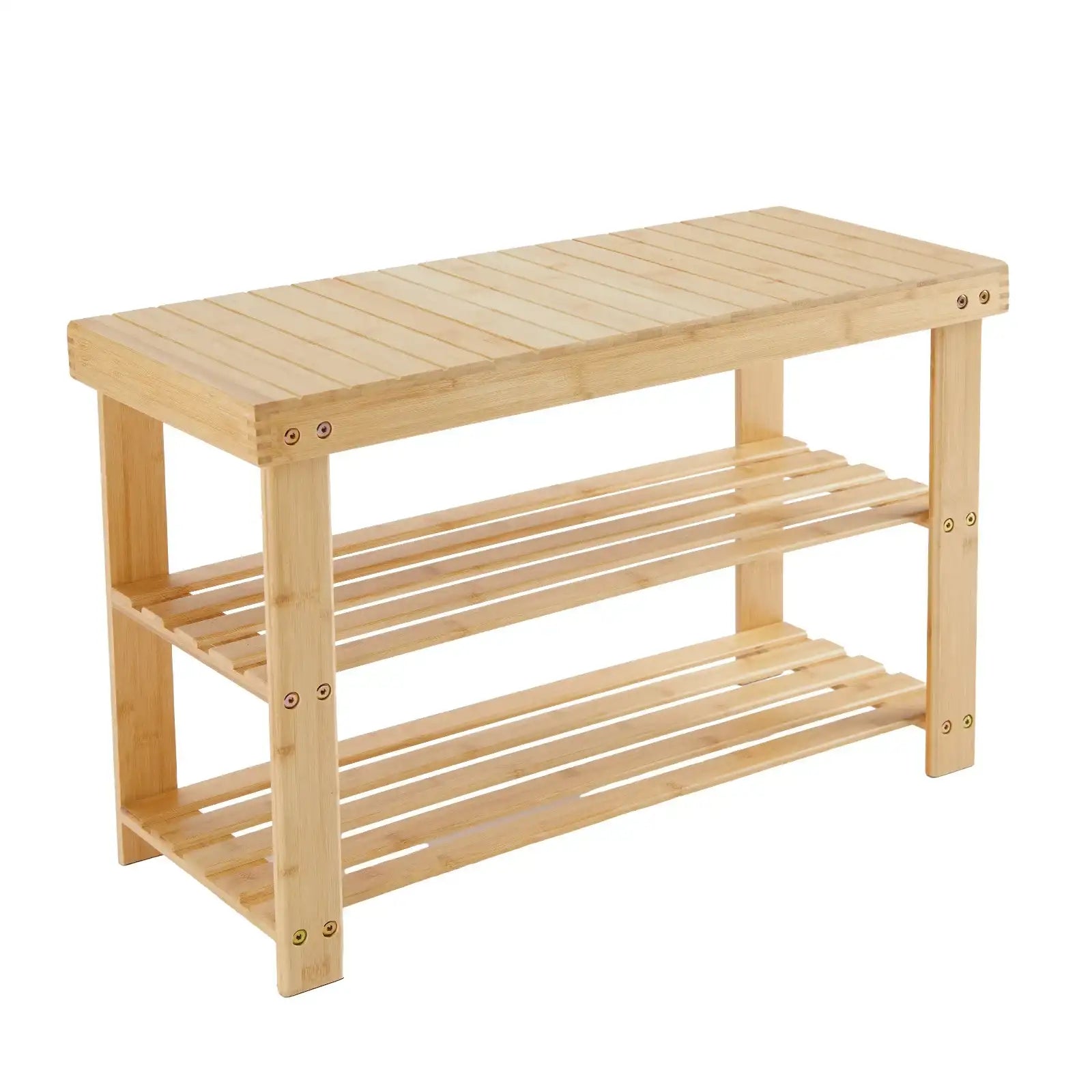 3-Tier Bamboo Shoe Rack Bench – Linen-Fabric Storage Organizer with 286 lb Load Capacity