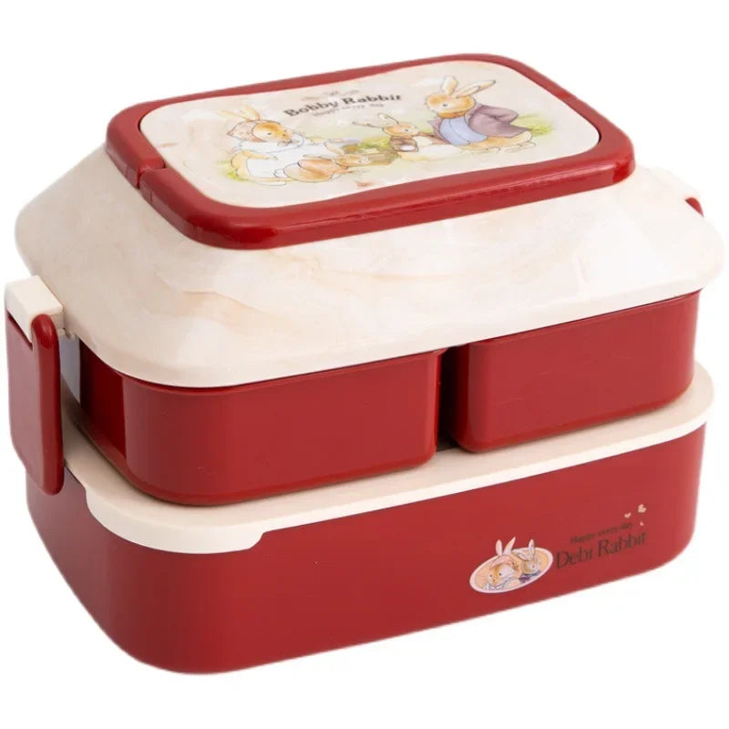 Kawaii Portable Lunch Box for Girls – Microwave-Safe Bento Box with Compartments for School & Picnic