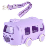 Bus-Shaped Cartoon Water Bottle – 500 ml Leakproof Kids Drinking Bottle with Movable Wheels & Strap